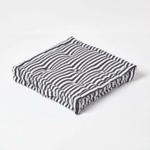 HOMESCAPES Coussin de sol Noir - Fines Rayures - 50 x 50 cm