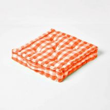 Coussin de sol orange à grands carreaux vichy, 50 x 50 cm - Homescapes