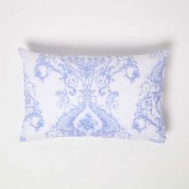 Coussin décoratif Bleu Toile de Jouy en polycoton, 50 x 30cm - Homescapes