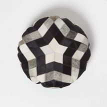 Homescapes - Coussin rond en peau véritable, 40 cm
