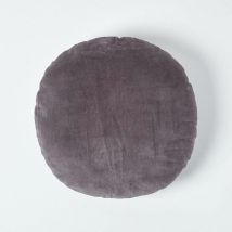 Coussin rond en velours Gris foncé, 40 cm - Homescapes