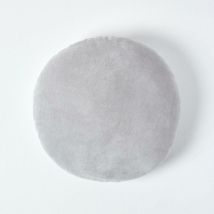Coussin rond en velours Gris clair, 40 cm - Homescapes