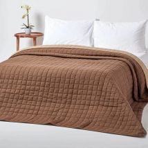 Couvre-lit matelassé bicolore & réversible en coton - Chocolat & Beige - 200 x 200 cm - Homescapes
