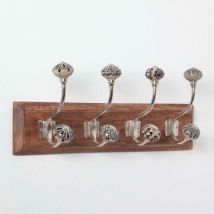 Homescapes - Decorative Black & White Wall Mounted Coat Hook Rack