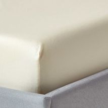 Drap-housse Crème 100% coton bio 400 fils 120 x 190 cm - Homescapes