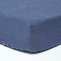 Drap-housse en lin lavé Bleu marine – 120 x 190 cm - Homescapes