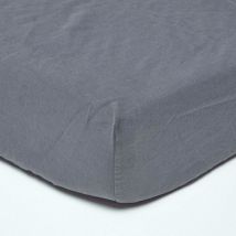 Drap-housse en lin lavé Gris – 100 x 200 cm - Homescapes