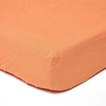 Drap-housse en lin lavé Orange – 90 x 190 cm - Homescapes