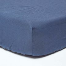 Drap-housse grand bonnet en lin lavé Bleu marine – 140 x 190 cm - Homescapes