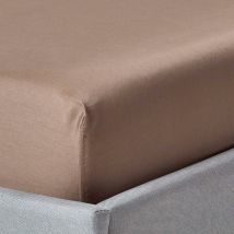 Drap-housse Marron 100% coton bio 400 fils 150 x 200 cm - Homescapes