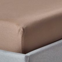 HOMESCAPES Drap-housse matelas épais 140 x 190 cm coton égyptien bio 400 fils marron