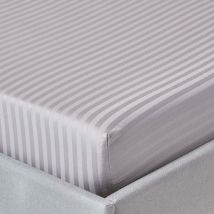 Homescapes - Drap-housse rayé 120 x 190 cm 100 % coton égyptien 330 fils coloris Gris