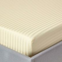 Drap-housse rayé 180 x 200 cm 100 % coton égyptien 330 fils coloris Jaune pastel - Homescapes