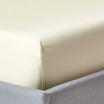 Homescapes - Drap-housse uni 140 x 200 cm 100 % coton égyptien 1000 fils coloris crème