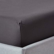 Homescapes - Drap-housse uni 140 x 190 cm 100 % coton égyptien 1000 fils coloris gris foncé