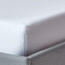 Drap-housse uni 90 x 190 cm 100 % coton égyptien biologique 400 fils blanc - Homescapes