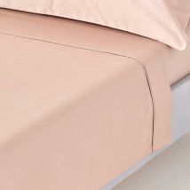 Homescapes - Drap plat uni 100% coton égyptien 1000 fils coloris beige taupe 240 x 275 cm
