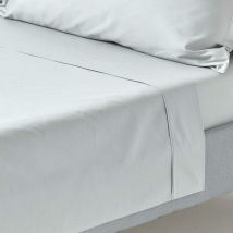 Homescapes - Drap plat uni 100% coton égyptien 200 fils Gris argent 275 x 275 cm