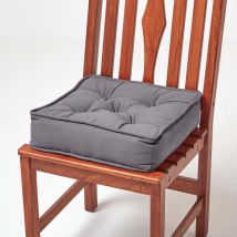 Homescapes - Galette de chaise coussin rehausseur en coton Gris ardoise, 40 x 40 x 10 cm