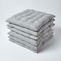 Homescapes - Lot de 6 Galette de Chaise Capitonnée 40 x 40 cm Gris