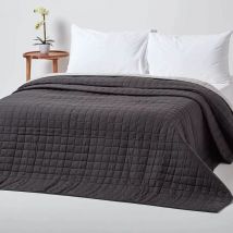 Gesteppte Tagesdecke aus 100% Baumwolle, schwarz/grau, 230 x 250 cm - Homescapes
