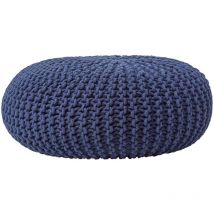 Großer Strickpouf 100% Baumwolle, marineblau - Homescapes