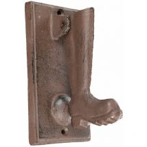 Homescapes - Heurtoir de porte marron en fonte style ancien – forme botte