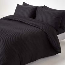 Homescapes - Housse de couette et taies d'oreiller unies coton égyptien 330 fils Noir 260 x 220 cm