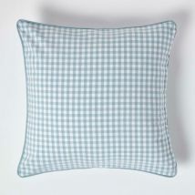 Housse de coussin Bleu à carreaux Vichy, 60 x 60 cm - Homescapes