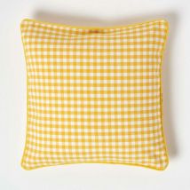 Homescapes - Housse de coussin Jaune à carreaux Vichy, 45 x 45 cm