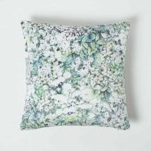Housse de coussin en velours à fleurs gris, 46 x 46 cm - Homescapes