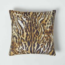 Housse de coussin en velours imprimé tigre, 46 x 46 cm - Homescapes
