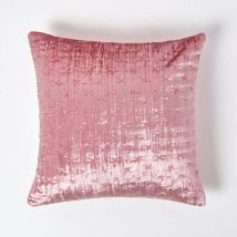 Housse de coussin en velours piqué rose, 55 x 55 cm - Homescapes