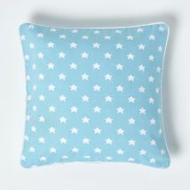 HOMESCAPES Housse de coussin Bleu à imprimé Etoiles, 45 x 45 cm