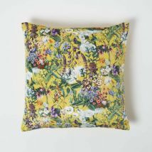 HOMESCAPES Housse de coussin Jardin botanique jaune, 46 x 46 cm