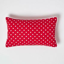 Housse de coussin Rouge à pois en coton, 30 x 50 cm - Homescapes