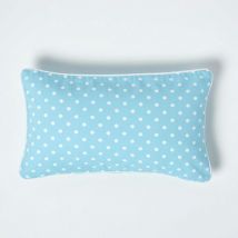 Housse de coussin Bleu à pois en coton, 30 x 50 cm - Homescapes