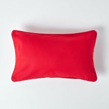 Housse de coussin Uni Rouge, 30 x 50 cm - Homescapes