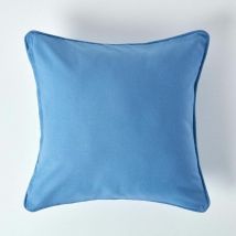 HOMESCAPES Housse de coussin uni Bleu foncé, 45 x 45 cm