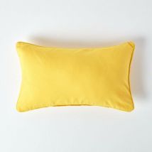 Housse de coussin Uni Jaune, 30 x 50 cm - Homescapes
