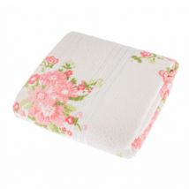 Serviette invité Imprimé motif Floral 50 x 90 cm Crème - Homescapes