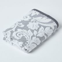 Serviette de toilette Jacquard 100% coton peigné 600 g/m² Gris, 50 x 90 cm - Homescapes