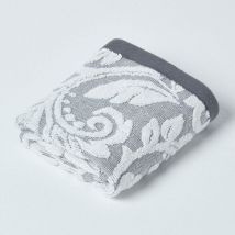 HOMESCAPES Serviette invité Jacquard 100% coton peigné 600 g/m² Gris, 40 x 60 cm