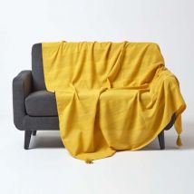 Jeté de lit ou de canapé - Rajput - Jaune - 150 x 200 cm - Homescapes