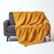 Jeté de lit ou de canapé - Rajput - Jaune moutarde - 225 x 255 cm - Homescapes