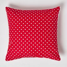 Kissenbezug in Rot mit Punkten, 100% Baumwolle, 60 x 60 cm - Homescapes