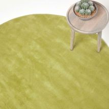 Grüner Kurzflor-Teppich aus 100% Baumwolle, 70 cm rund - Homescapes