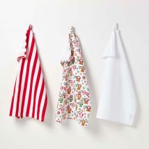 Lot de 3 torchons Hiboux - Rouge - Homescapes