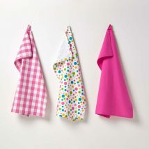 Lot de 3 torchons Pois - Multicolore - Homescapes