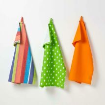 Lot de 3 torchons Étoiles - Orange & Vert - Homescapes